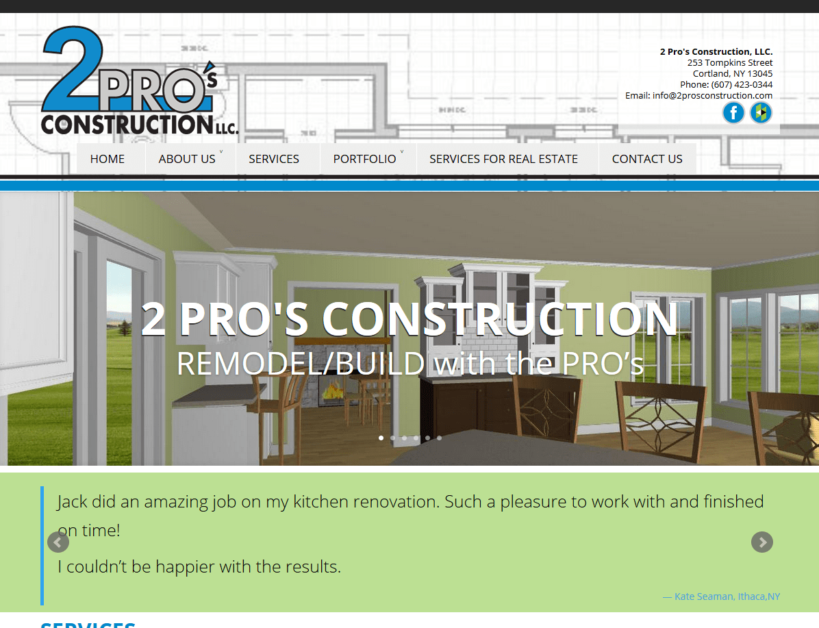 New WordPress Design – 2Pro’s Construction